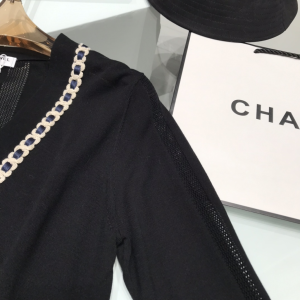 Luxury Womens Clothing Chanel Black Knit Cotton Cardigan SML A29PP580 AA160801