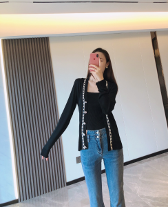 Luxury Womens Clothing Chanel Black Knit Cotton Cardigan SML A29PP580 AA160801