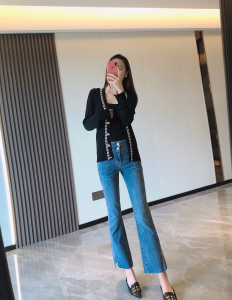 Luxury Womens Clothing Chanel Black Knit Cotton Cardigan SML A29PP580 AA160801