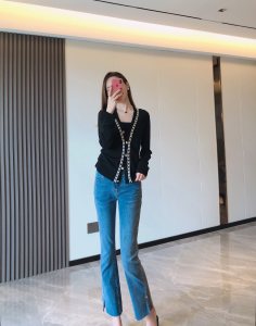 Luxury Womens Clothing Chanel Black Knit Cotton Cardigan SML A29PP580 AA160801