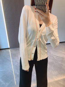 Luxury Womens Clothing Chanel White Knit Cotton Cardigan SML A29PP580 AA160802