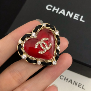 Chanel Brooch Chanel Chain Red Heart Brooch 