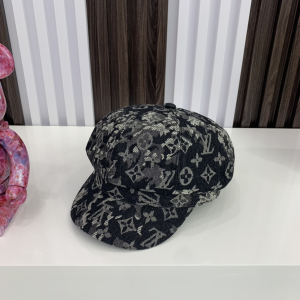 Louis Vuitton Monogram Denim Black Newsboy Cap 