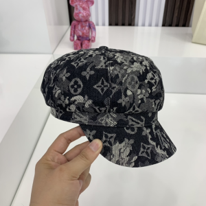 Luxury Womens Hats Louis Vuitton Monogram Denim Black Newsboy Cap A144PP65 AA161076