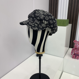 Luxury Womens Hats Louis Vuitton Monogram Denim Black Newsboy Cap A144PP65 AA161076