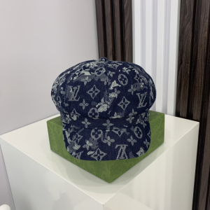 Luxury Womens Hats Louis Vuitton Monogram Denim Blue Newsboy Cap A144PP65 AA161075