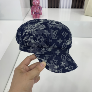 Luxury Womens Hats Louis Vuitton Monogram Denim Blue Newsboy Cap A144PP65 AA161075