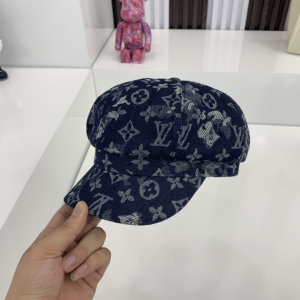 Luxury Womens Hats Louis Vuitton Monogram Denim Blue Newsboy Cap A144PP65 AA161075
