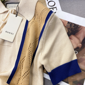 Luxury Womens Clothing Gucci GG Perforated Cotton Tops SML A154PP580 AA161355