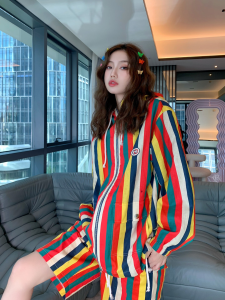 Luxury Womens Clothing Gucci Multicolor Stripes Hoodies Jacket SML A154PP580 AA161348