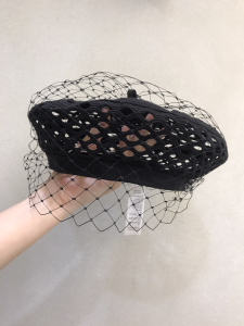 Dior Mesh Beret Veil Black Cotton 