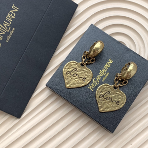 Saint Laurent YSL Love Heart Pendant Earrings 