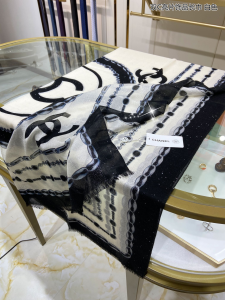 Luxury Womens Scarf Chanel CC Logo Silk Scarf in White 110x200CM A151PP280 AA161090