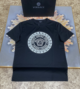 Luxury Mens Clothing Versace Medusa Black Cotton T Shirt S To XXXL A227PP180 AA161514