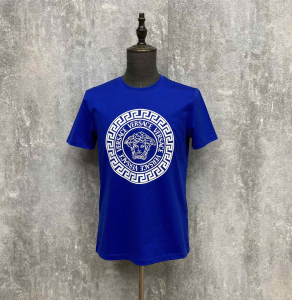 Versace Medusa Blue Cotton T Shirt 