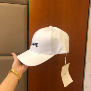Luxury Womens Hats Celine Baseball Cap Hat in White Cotton A144PP80 AA161429