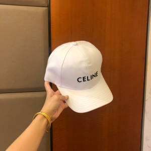 Luxury Womens Hats Celine Baseball Cap Hat in White Cotton A144PP80 AA161429