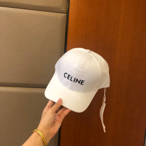 Luxury Womens Hats Celine Baseball Cap Hat in White Cotton A144PP80 AA161429