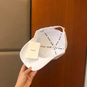Luxury Womens Hats Celine Baseball Cap Hat in White Cotton A144PP80 AA161429