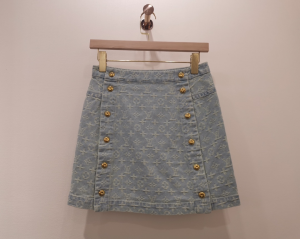 Louis Vuitton Monogram Denim Blue SkirtXL 