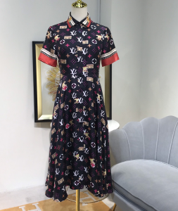 Louis Vuitton Monogram Silk Black Dress 