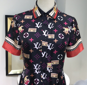 Luxury Womens Clothing Louis Vuitton Monogram Silk Black Dress SML A40PP980 AA161593