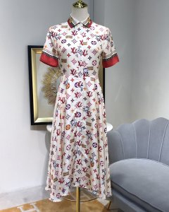 Louis Vuitton Monogram Silk White Dress 