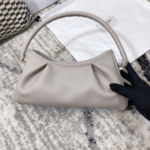 Elleme Dimple Smooth Leather Pleated Shoulder Bag Gray Elleme Dimple Smooth Leather Pleated Shoulder Bag Gray