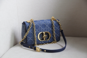 Dior Micro Dior Caro Flap Chain Shoulder Bag Denim Blue Cannage Embroidery Dior Micro Dior Caro Flap Chain Shoulder Bag Denim Blue Cannage Embroidery