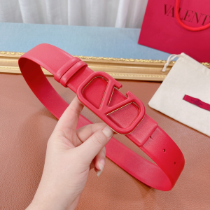 Valentino Vlogo Caflskin Leather Belt Red 40MM 