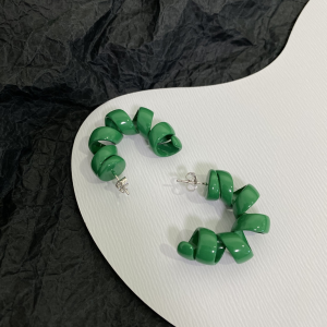 Luxury Womens Jewelry Bottega Veneta Turn Hoop Earrings in Green A152PP140 AA162141