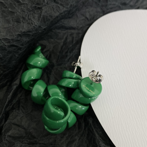 Luxury Womens Jewelry Bottega Veneta Turn Hoop Earrings in Green A152PP140 AA162141