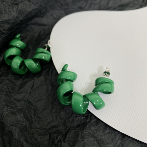 Luxury Womens Jewelry Bottega Veneta Turn Hoop Earrings in Green A152PP140 AA162141