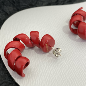 Luxury Womens Jewelry Bottega Veneta Turn Hoop Earrings in Red A152PP140 AA162142