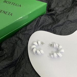 Bottega Veneta Turn Hoop Earrings White 