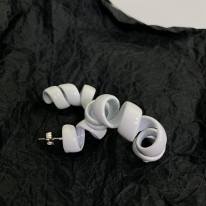 Luxury Womens Jewelry Bottega Veneta Turn Hoop Earrings in White A152PP140 AA162140