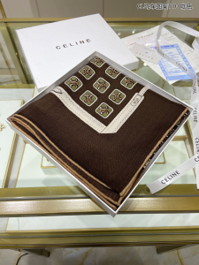 Luxury Womens Scarf Celine Triomphe Silk Scarf in Brown 110x110CM A151PP260 AA161971