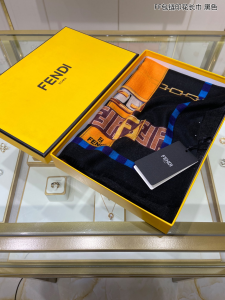 Luxury Womens Scarf Fendi Black Silk Scarf 110x200CM A151PP260 AA161975