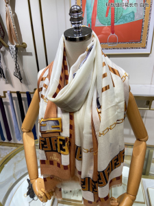 Luxury Womens Scarf Fendi White Silk Scarf 110x200CM A151PP260 AA161974