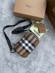 Luxury Mens Handbags Burberry Check Cotton Crossbody Bag 22x8x14CM A197PP480 AA162304