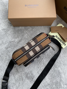 Luxury Mens Handbags Burberry Check Cotton Crossbody Bag 22x8x14CM A197PP480 AA162304