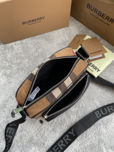 Luxury Mens Handbags Burberry Check Cotton Crossbody Bag 22x8x14CM A197PP480 AA162304