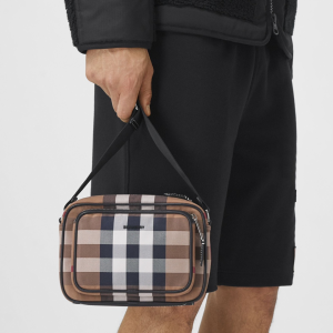 Luxury Mens Handbags Burberry Check Cotton Crossbody Bag 22x8x14CM A197PP480 AA162304