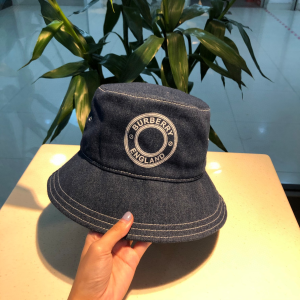 Burberry Denim Blue Cotton Bucket Cap Hat 