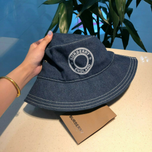 Luxury Womens Hats Burberry Denim Blue Cotton Bucket Cap Hat A190PP90 AA162280