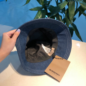Luxury Womens Hats Burberry Denim Blue Cotton Bucket Cap Hat A190PP90 AA162280