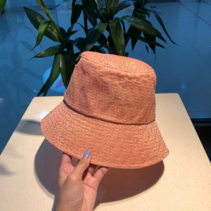 Fendi FF Logo Jacquard Cotton Bucket Cap Hat Pink 
