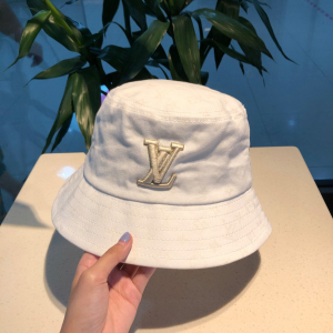 Louis Vuitton LV White Cotton Bucket Cap Hat 