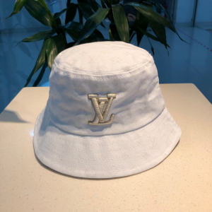 Luxury Womens Hats Louis Vuitton LV White Cotton Bucket Cap Hat A190PP90 AA162276