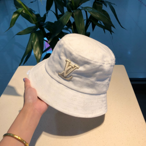 Luxury Womens Hats Louis Vuitton LV White Cotton Bucket Cap Hat A190PP90 AA162276